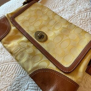 Coach Yellow and Brown Shoulder Bag
